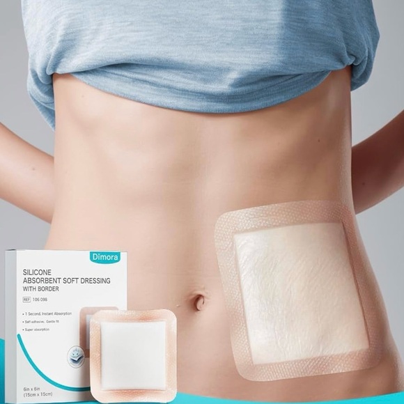 Dimora Silicone Wound Dressings Super Absorbent 10 Pack 6” x 6” Soft Wound Care - Picture 6 of 11